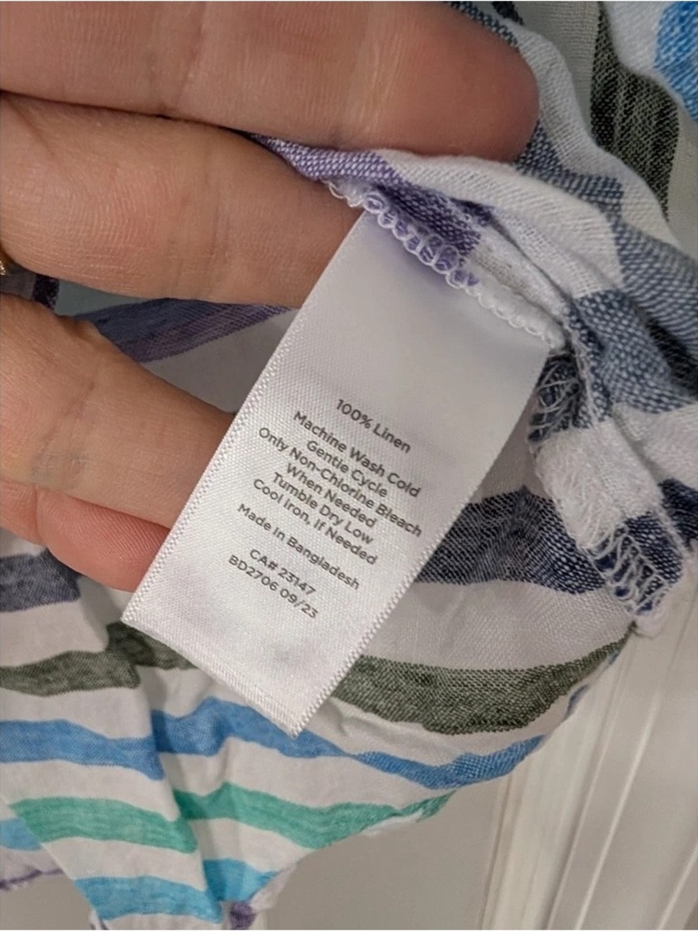 Talbots Striped V-Neck Short Sleeve Top in Mint, Lavender & Gray - Picture 6 of 6